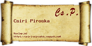 Csiri Piroska névjegykártya